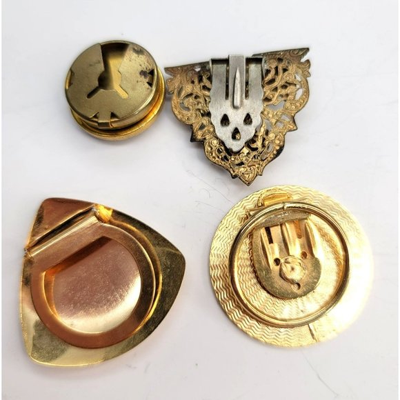 Gold Tone Dress Clips Lot and Button Cover Vintage Fashion Decor Ct567 - Picture 3 of 4